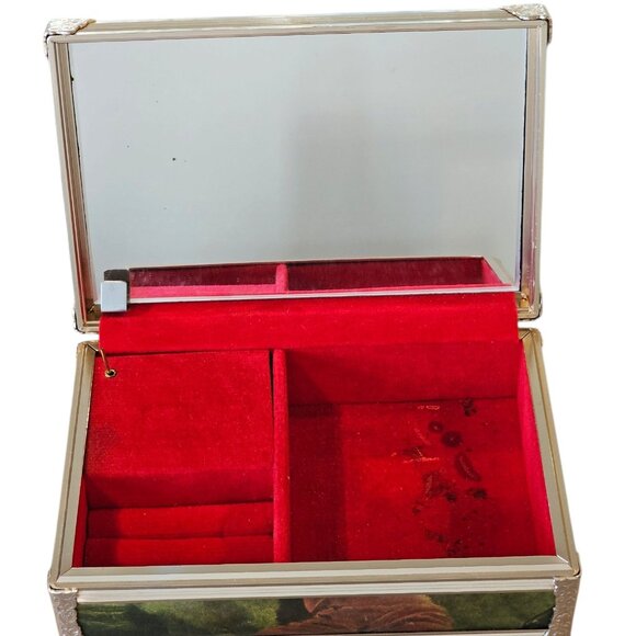 MCM VTG Schmid Bros Musical Jewelry Box Silk Cloth Japan The Red Boy By Lawrence - Picture 2 of 13